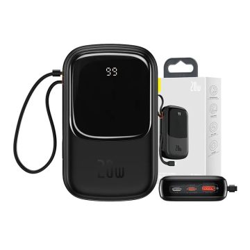   Baseus Qpow PRO Powerbank Powerbank Baseus Qpow PRO Lightning kábellel, 20000mAh, 20W (fekete)