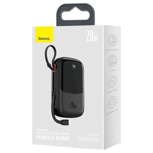 Baseus Qpow PRO Powerbank Powerbank Baseus Qpow PRO Lightning kábellel, 20000mAh, 20W (fekete)