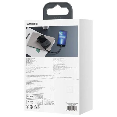 Baseus Qpow PRO Powerbank Powerbank Baseus Qpow PRO Lightning kábellel, 20000mAh, 20W (fekete)