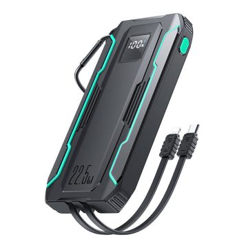   Powerbank Joyroom JR-L017 10000mAh, 22.5W, Lightning + USB-C kábellel (fekete)