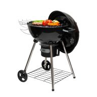   Home GR03 fedeles gömbgrill, faszén, faszénbrikett, zománcozott acél tűztér és fedél, krómozott acél rostély, galvanizált acél széntartó, 76 cm rostélymagasság a talajtól