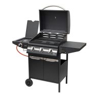  Home GRG01 gázgrill, 3 főégővel, 1 oldalégővel, 3,2 kW teljesítmény égőnként, nyomásszabályozó készlettel