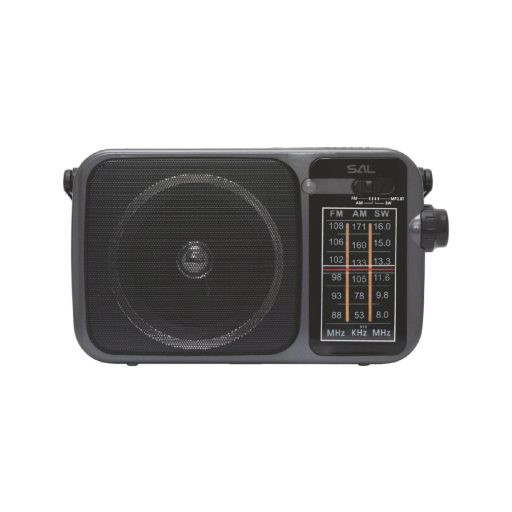 SAL RPR10 hordozható rádió multimédia lejátszóval, vezeték nélküli Bluetooth hangszóró, 3-sávos rádió, MP3 lejátszás USB/microSD eszközről, tölthető